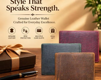 RFID-Blocking Genuine Leather Bifold Wallet: Minimalist Coin Pocket