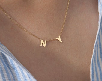 14K Solid Gold Letter Necklace, Initial Necklace | Custom Letter Necklace, Letter Name Necklace, Personalized Letter Necklace | Gift For Her