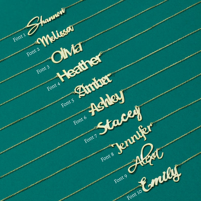 14K Solid Gold Nameplate Necklace 14K Gold Name Plate Etsy