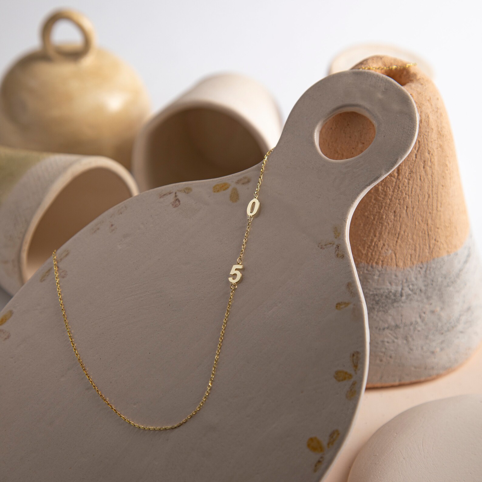 14K Solid Gold Number Necklace 14K Gold Number Pendant Etsy