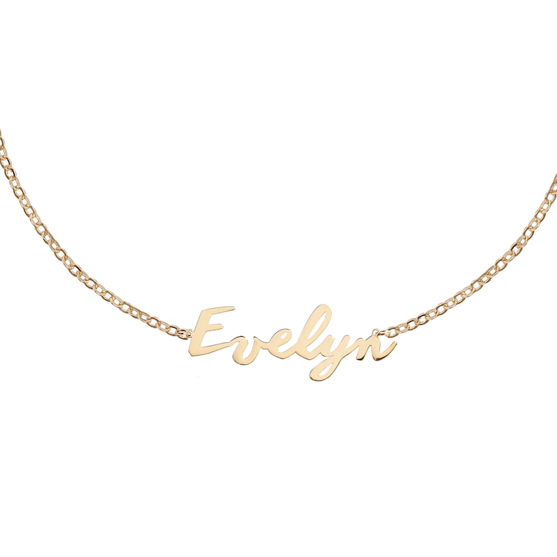 14K Solid Gold Name Necklace Gold Nameplate Necklace Custom Etsy UK