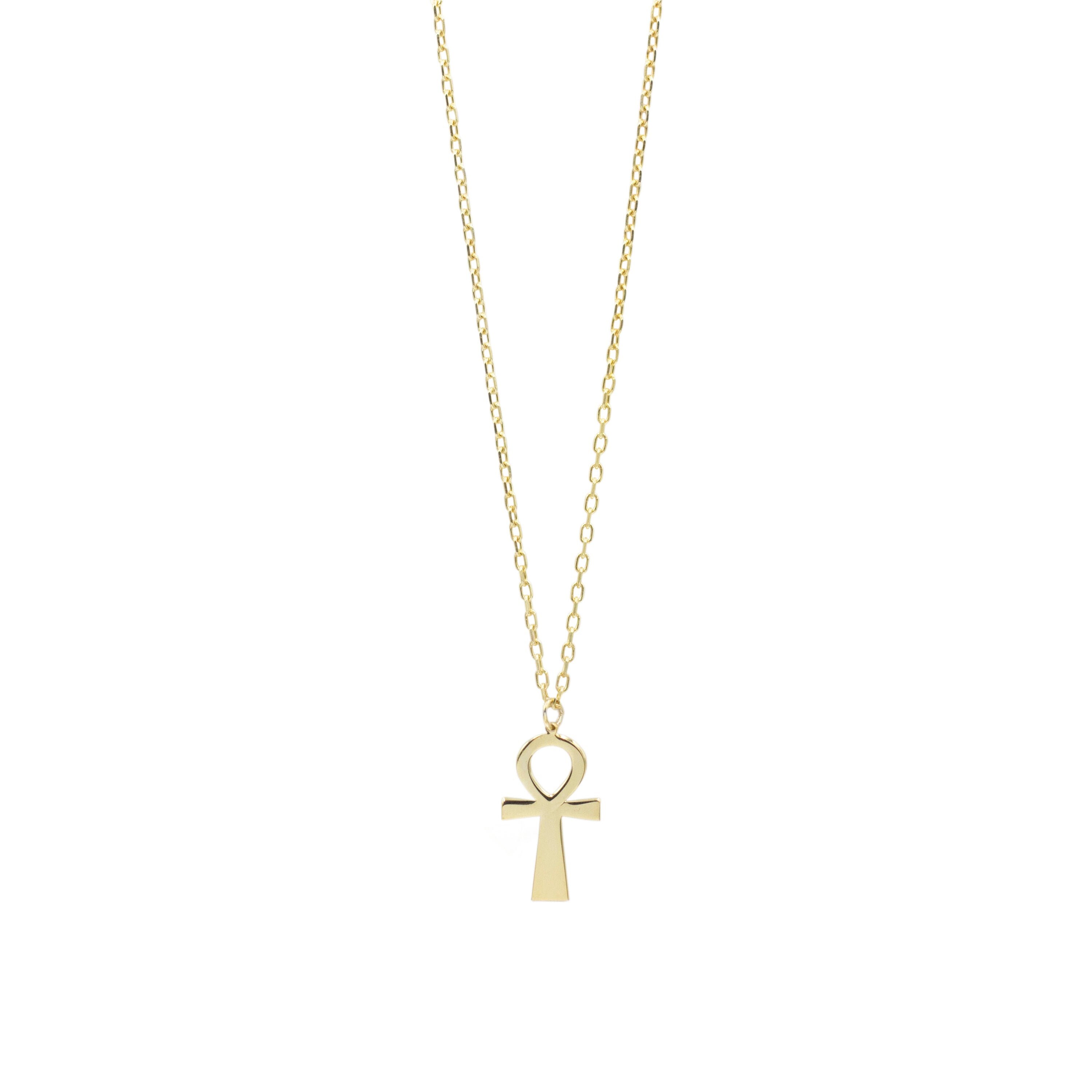 Ankh Necklace 14K Solid Gold Ankh Pendant Egyptian Etsy