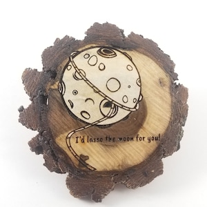Engraved Wood &#39;Lasso the Moon&#39; Ornament, Keychain, or Magnet