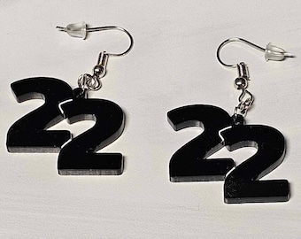Numbered Earrings | Acrylic Dangles | Lightweight Earrings | Player's Number | Sports | Racing Jewelry