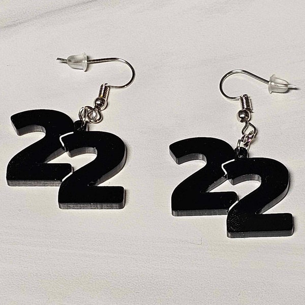 Numbered Earrings | Acrylic Dangles | Lightweight Earrings | Player's Number | Sports | Racing Jewelry