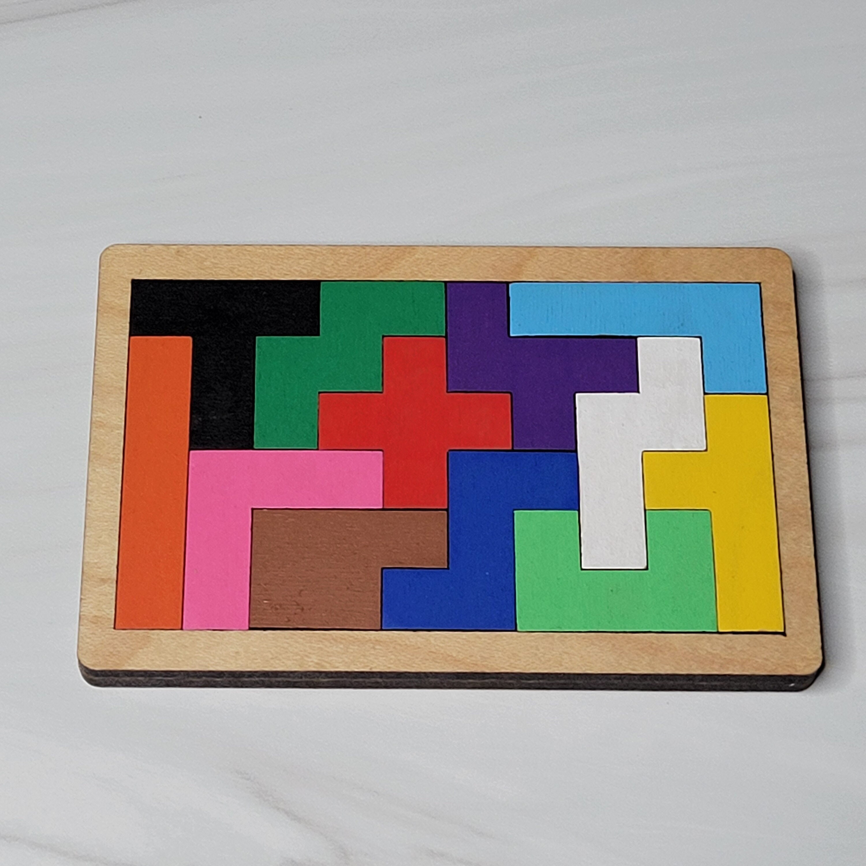 Pocket Pentominoes Puzzle Brain Teaser Fidget Toy Wooden Game Difficult ...