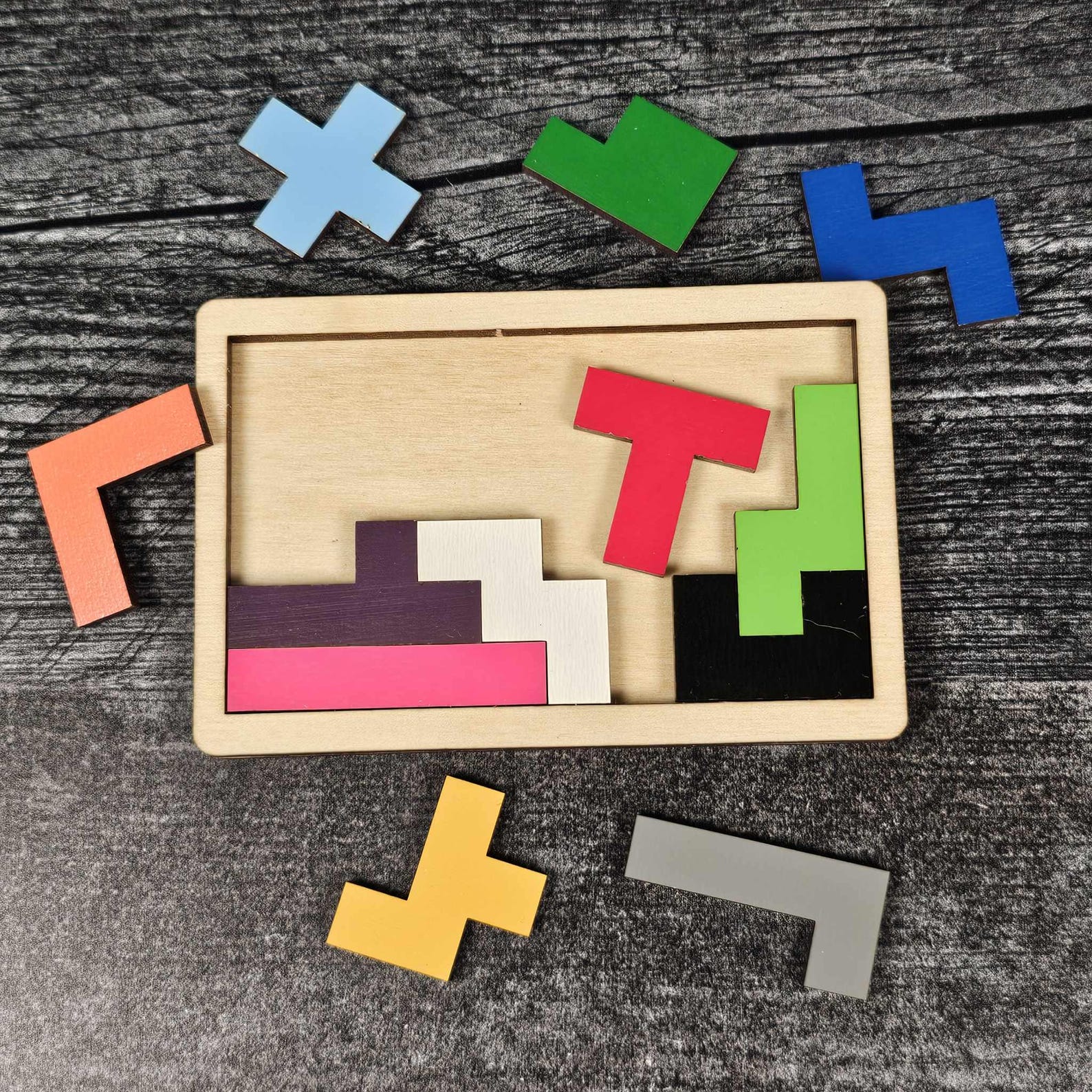 Pocket Pentominoes Puzzle | Brain Teaser | Fidget Toy | Wooden Game ...