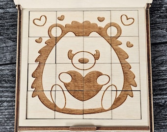 Valentine’s Day Wooden Puzzle Gift, DIY Coloring Activity, Heart Love Designs