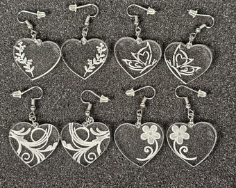 Heart Earrings for Valentine's Day, Acrylic