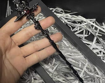 Cross Rose Punk Y2k Hair Stick, Retro Gothic Hippie Hair Pins, Vintage Black Hair Fork, Women Streetwear Wedding Party Jewelry, Gift For Her