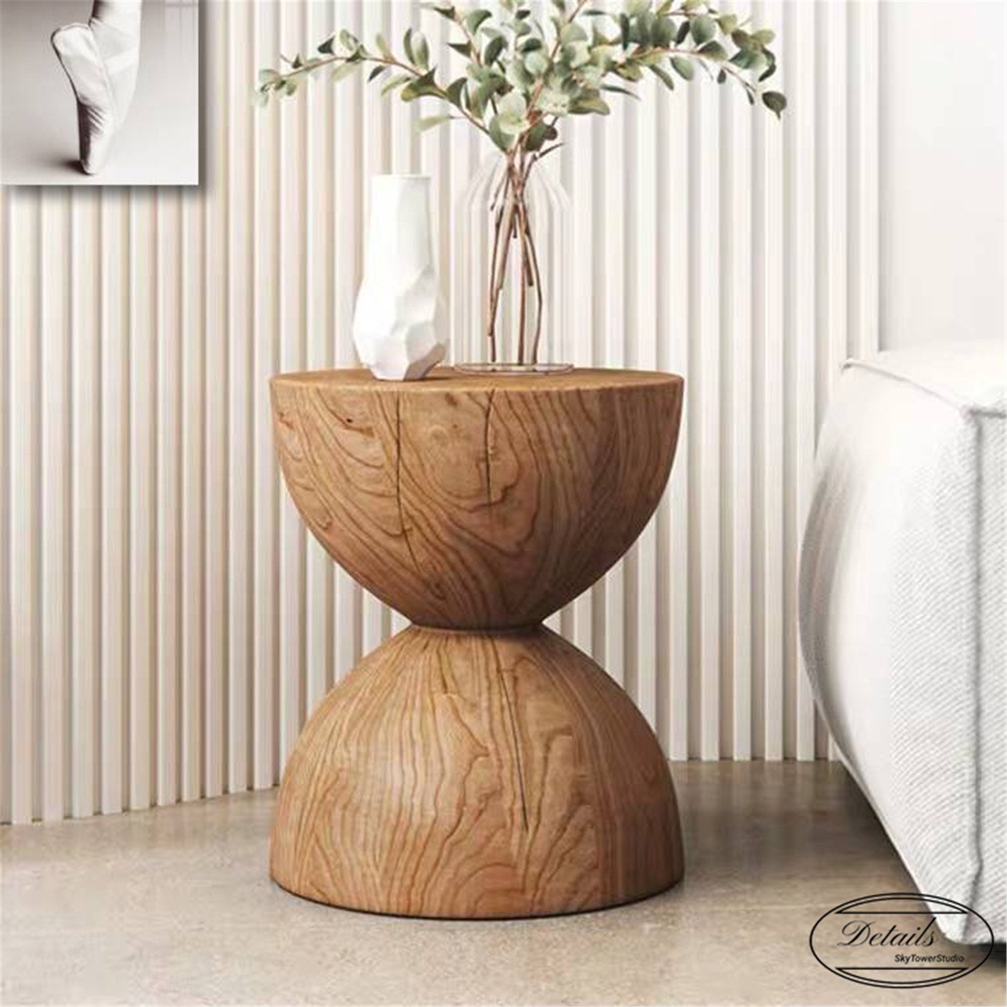 Small Size Round Sofa Table Solid Wood End Table Nightstand Etsy
