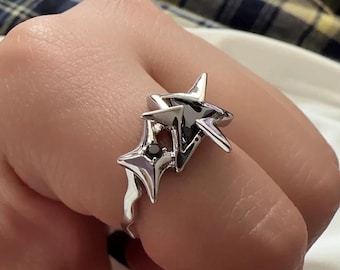 Star Gem Gothic Rings, Irregular Punk Y2k Hippie Rings, Thumb Chunky Adjustable Open Ring, Vintage Women Unisex Jewelry, Luxury Ring For Her
