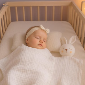 Organic Cotton Muslin Bunny Blanket Set,Swaddle Set,Comforter Set,Muslin Blanket,Baby Bedding,Nursery Accessory,Baby Sleep,Healthy Blanket