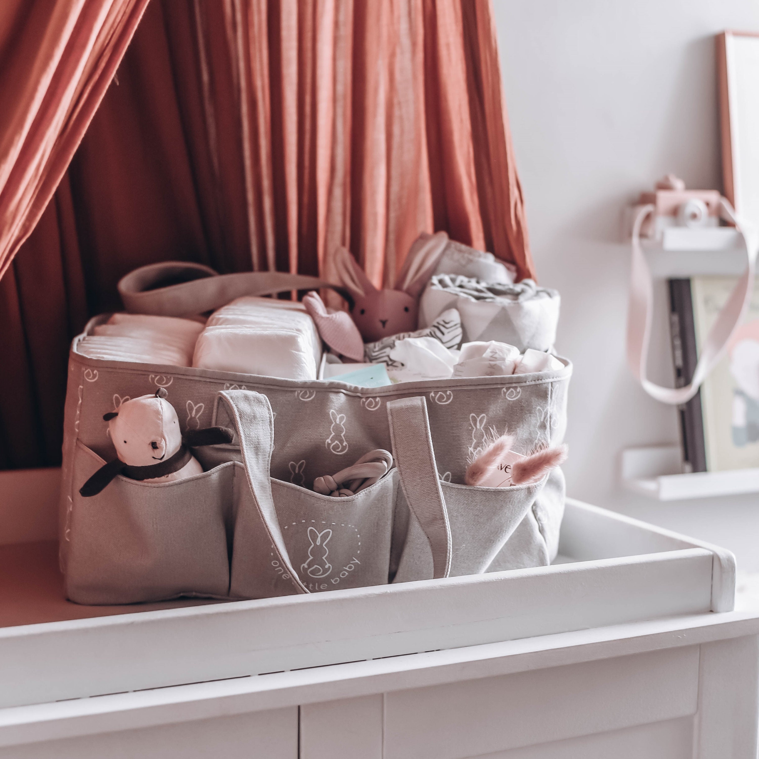 One little baby nappy caddy with gift box. UK independent Etsy