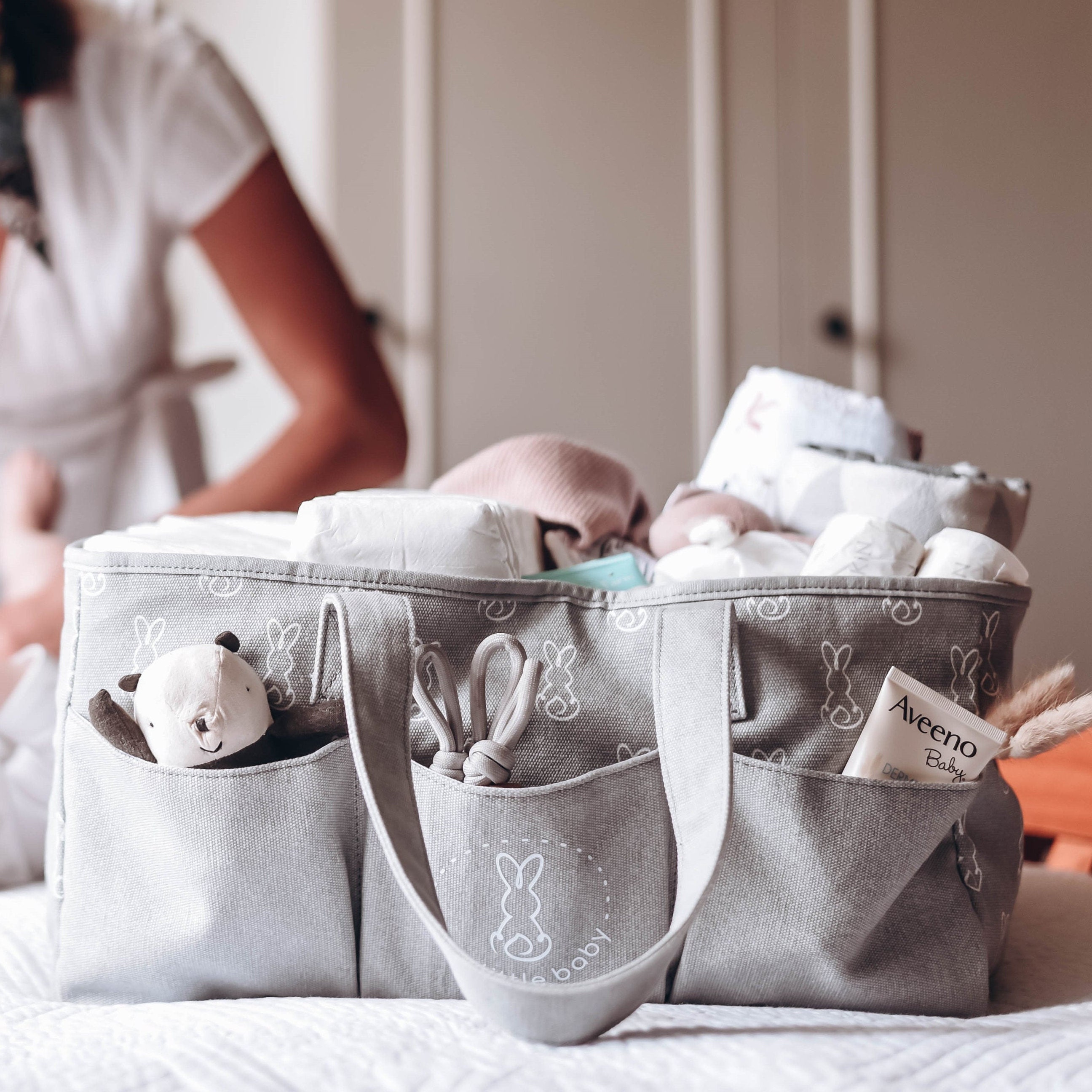 One little baby nappy caddy with gift box. UK independent Etsy