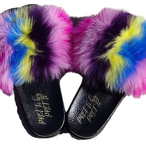 Shoes, 10 Percent Mink Fur Slides