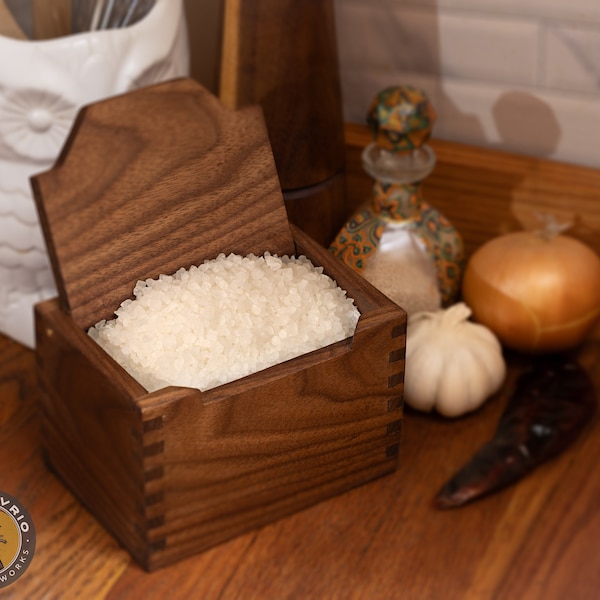 Walnut Wood Salt Cellar | Handcrafted Culinary Salt Storage