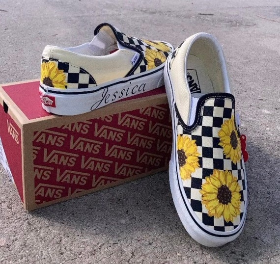 Custom Sunflower Vans Etsy