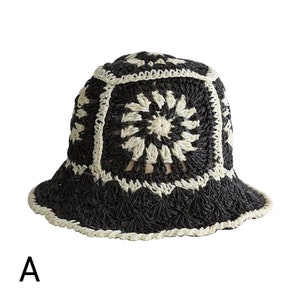 Granny Square Crochet Hat Crochet Straw Bucket Hat Crochet - Etsy