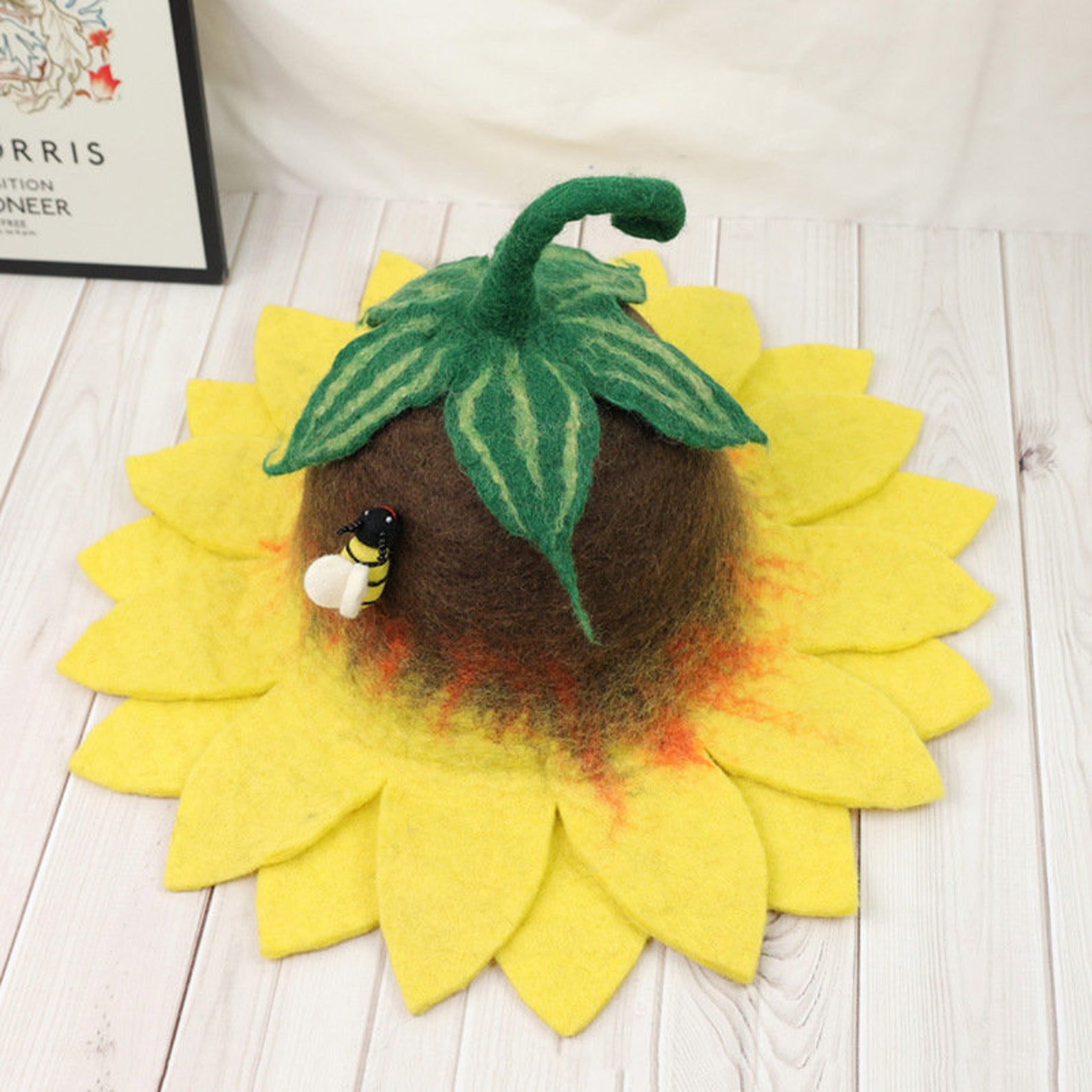 Sunflower Hat Felted Wool Bucket Hat Flower Hat Handmade Etsy