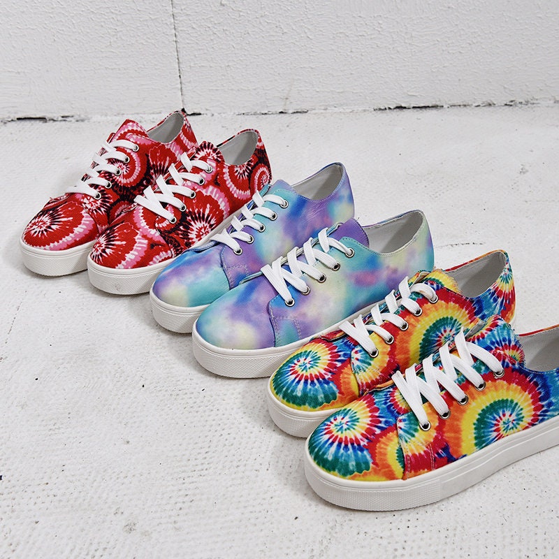 Tie Dye Canvas Shoes Play Sneaker Lace Up Low Top Etsy
