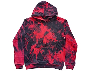 red and blue tie dye sweatshirt