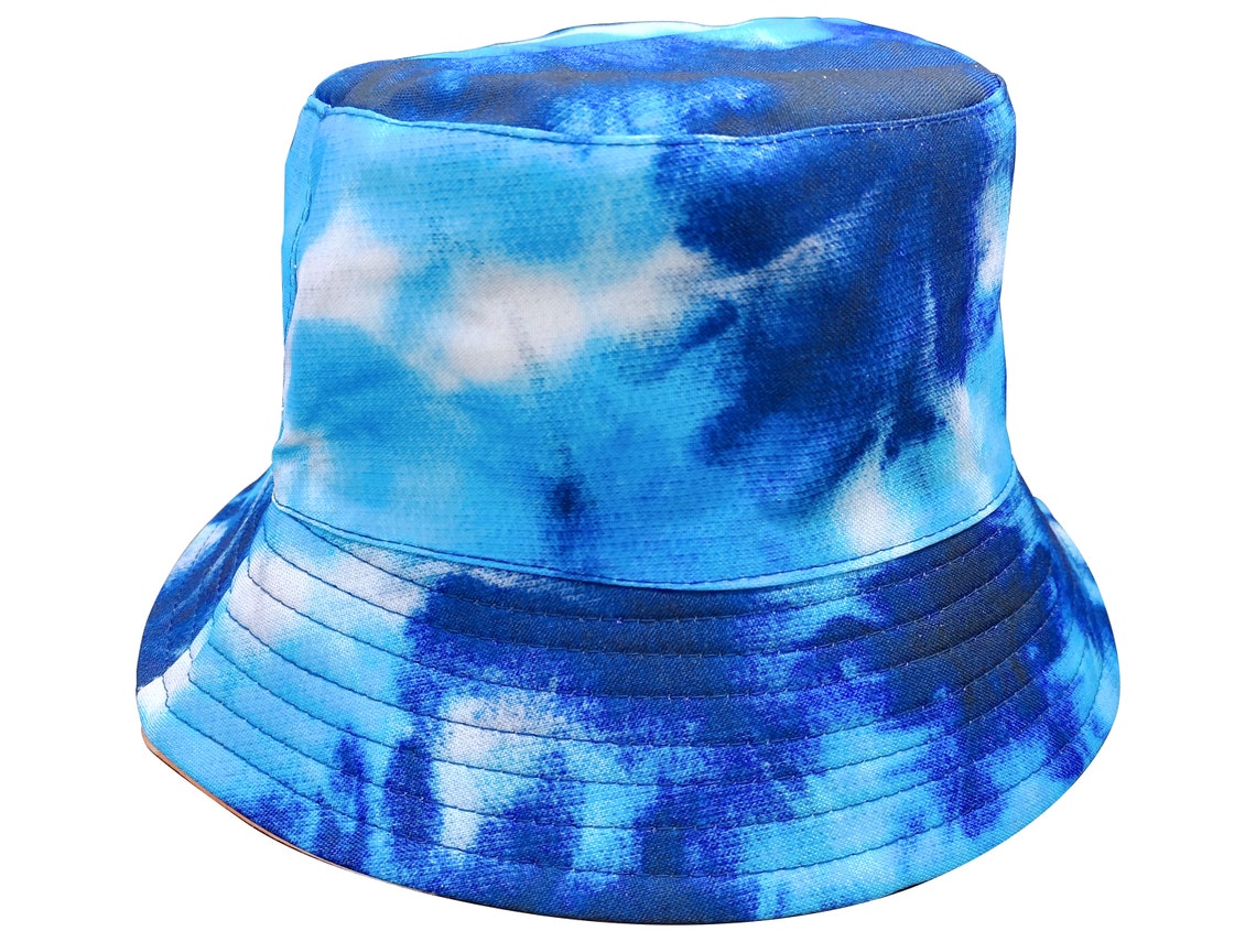 Tie Dye Bucket Hat 2 Side Reversible Blue / Orange Foldable - Etsy UK