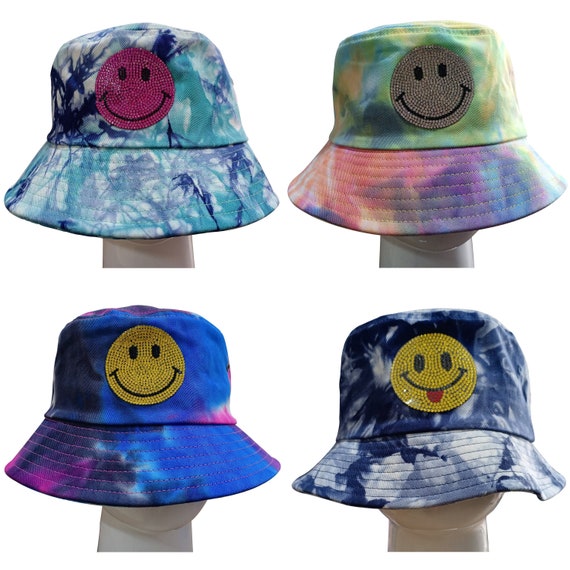 Smiley Face Hat Bucket Hat Tie Dye 