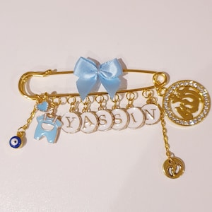 High quality personalized brooch with first name of your choice, perfect for an original birth or birthday gift