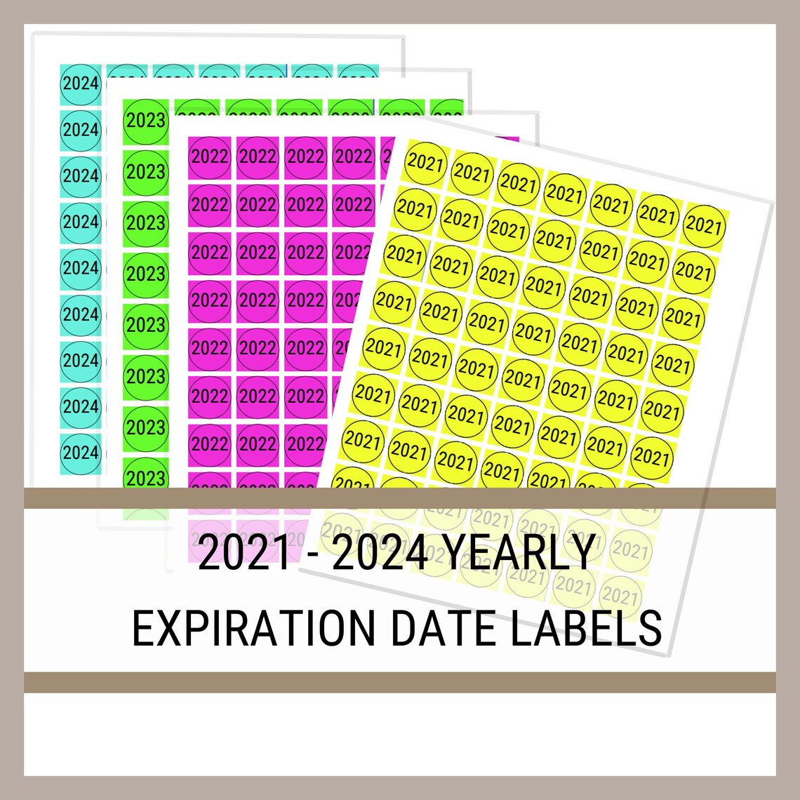2021 2024 Expiration Date Sticker Template Pantry Inventory Labels for