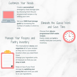 Long Term Food Storage Planner * Customizable Excel for Food Storage * Meal Planner & Recipes for Long Term Food * Prepper Pantry image 2