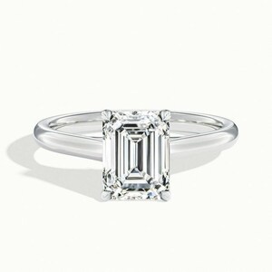 Emerald Cut Lab Grown Diamond Ring / Emerald Lab Diamond Cluster Ring / IGI Certified Engagement Ring / Solitaire / Minimalist Ring