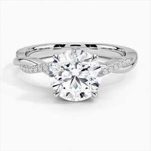 Lab Grown Diamond Engagement Ring for Women/ Halo and Twisted Pave Lab Diamond/ Round Lab Created Diamond Wedding Ring
