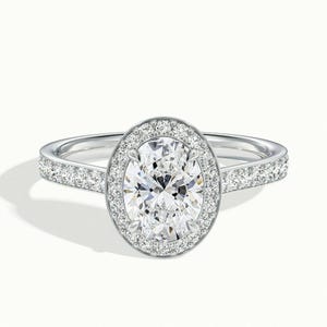 Oval Cut Lab Grown Diamond with IGI Certificate, Solitaire Engagement Ring with Halo, Lab Diamond  Engagement Ring