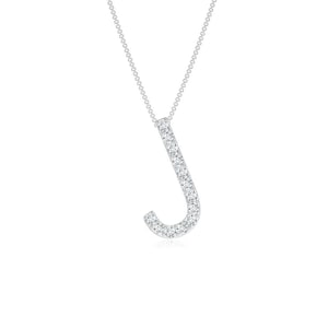 Colgante con inicial "J" en oro de 14 quilates/Collar con letra/Colgante personalizable/Collar con inicial de moissanita para ella/Con incrustaciones de diamantes simulados