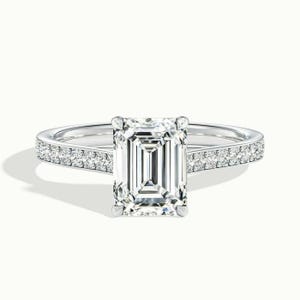Emerald Cut Diamond Engagement Ring Pave Setting Anniversary Gift Ring | Wedding Ring for Her Real Lab Grown Diamond Promise Ring
