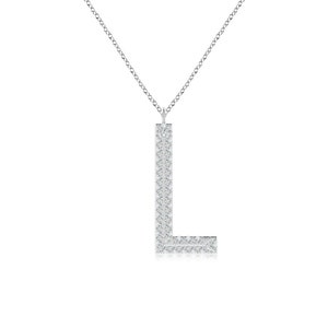 Moissanite Inicial L Letra 14k Oro Pave Colgante - Personalizar Iniciales Colgante - Moissanite Beaded Charm Colgante - Alfabeto L Letra Colgante
