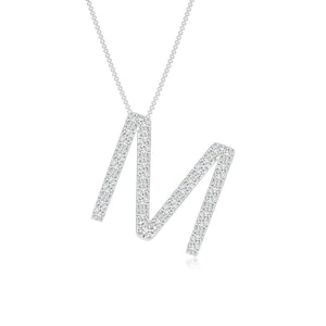 Colgante de moissanita con letra inicial del alfabeto en oro macizo/engaste pavé/joyería minimalista sencilla de oro amarillo/letra M de moissanita