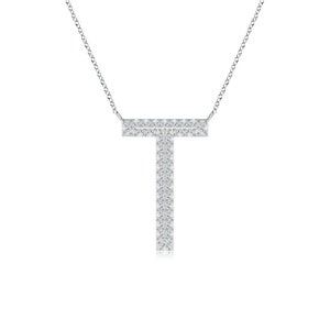 Initial &quot;T&quot; Letter Charm Pendant Round Moissanite, Diamond Initial Pendant,Letter Pendants for Chains
