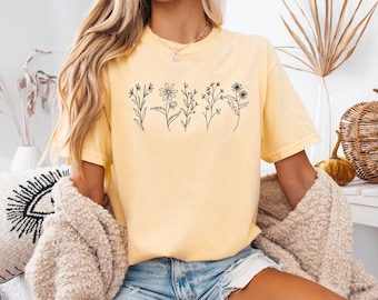 Comfort Colors Wildflower Shirt: Botanical Boho Tee
