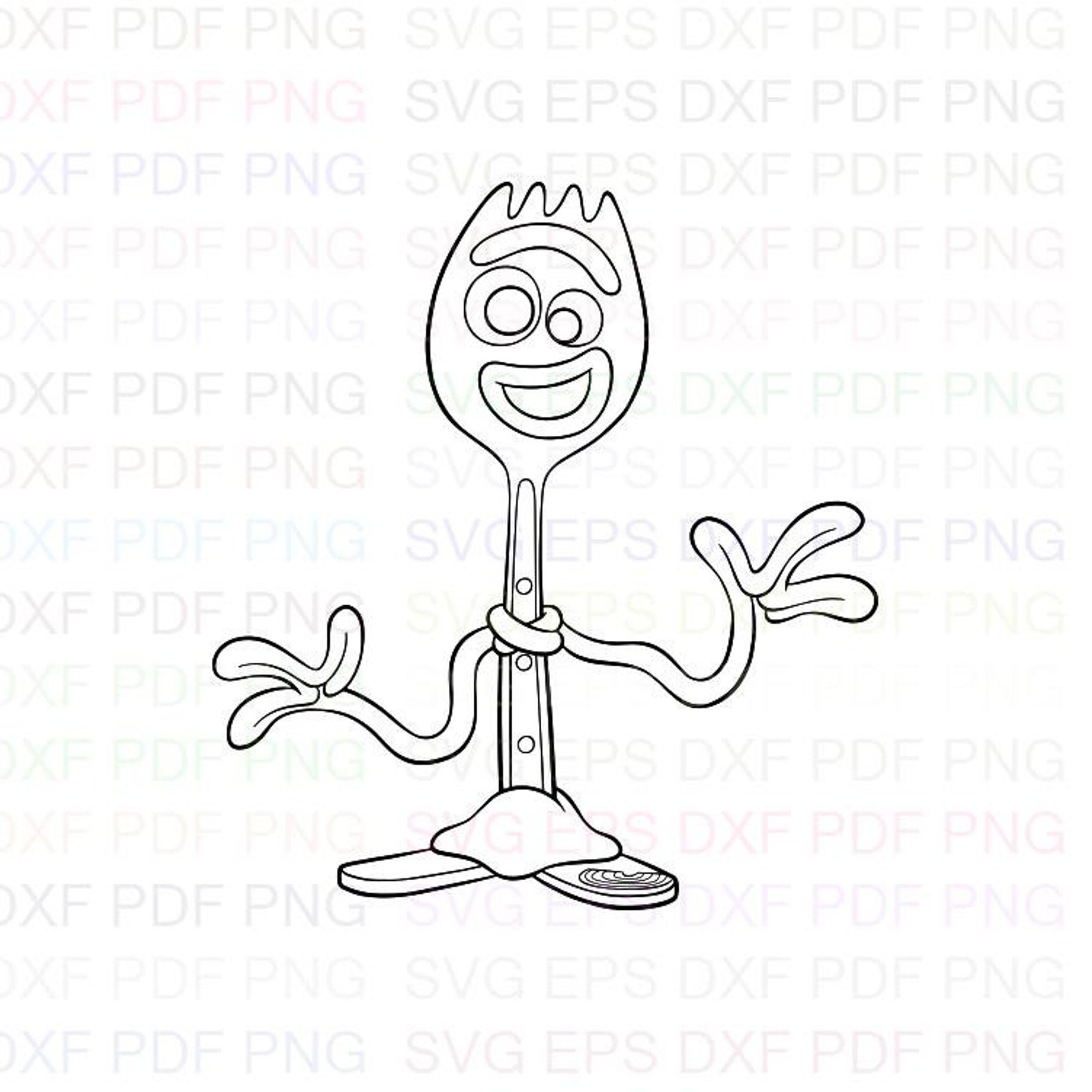 Forky Outline Toy Story Svg Dxf Eps Pdf Png Cricut Cutting | Etsy