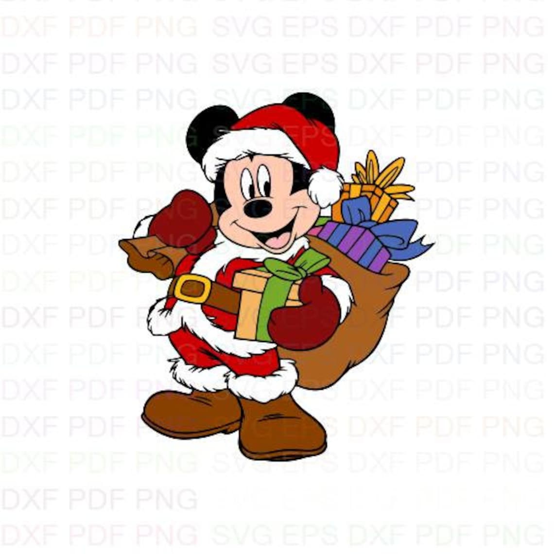 Mickey Mouse Santa Christmas With More Gifts Svg Dxf Eps Pdf Etsy