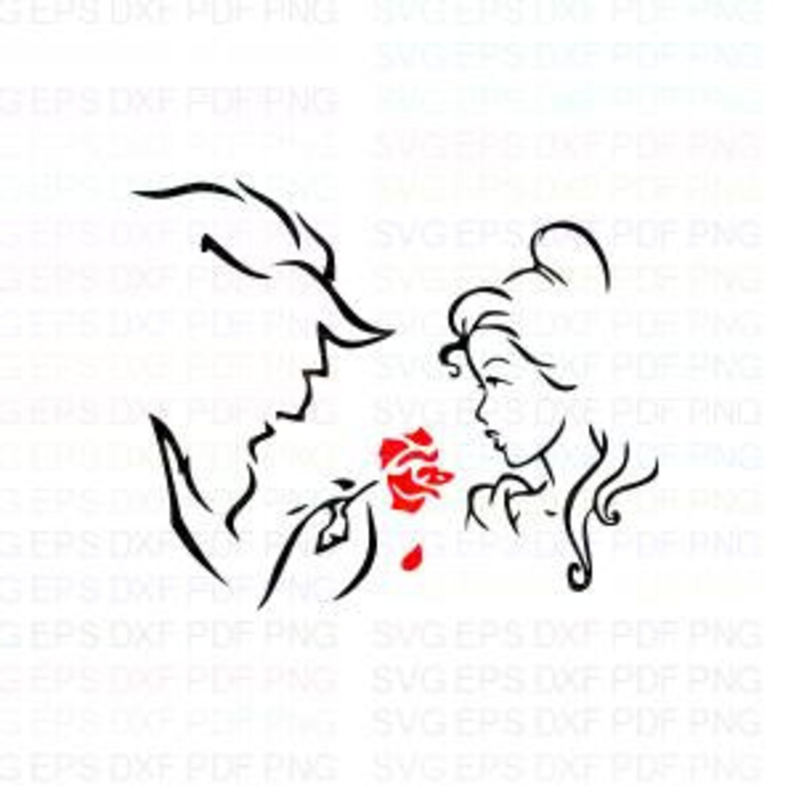 Beauty And The Beast Silhouette 2 Svg Dxf Eps Pdf Png Cricut Etsy