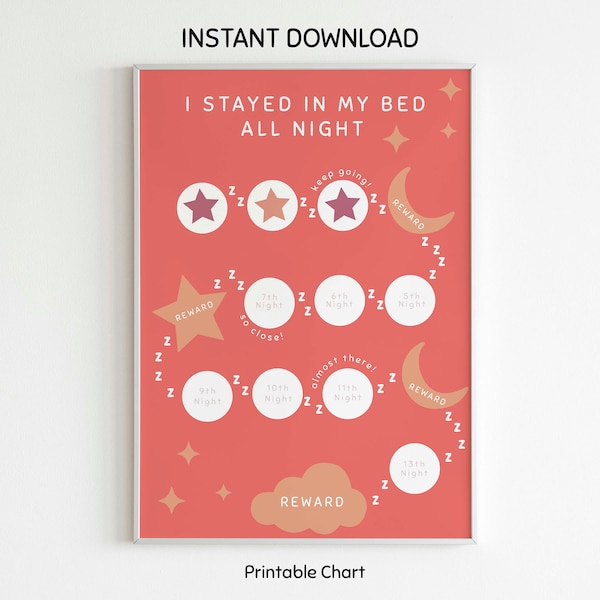 Sleep Tracker Reward Chart | Toddler Routine | Stay In Bed | Sleep Log | Printable | Infant Chart | Toddler Bedtime | Nightly Routine