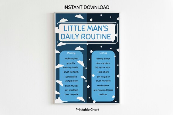 Daily Routine Chart Little Man Printable Routine Chart | Etsy