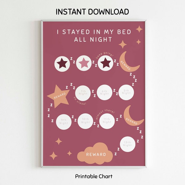 Printable Sleep Log Tracker | Sleep Chart For Kids | Reward Chart | A4, Letter Size (8.5x11) | Daily Tracker | Toddler Chart | Bed Time