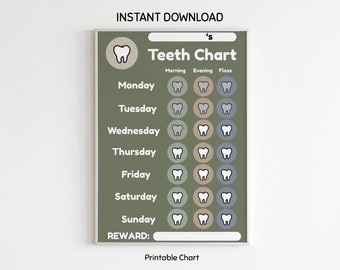 Teeth Brushing Chart | Tooth Brush | Daily Chart | Health Reward Chart | Toddler Behaviour Chart | Weekly Chart For Children | Chart For Kid