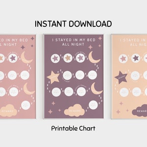 Nursery Decor Sleep Chart | Stars And Clouds Chart | Playroom Reward Chart | Pink And Purple Chart | Kids Bedroom Chart | Nightly Chart