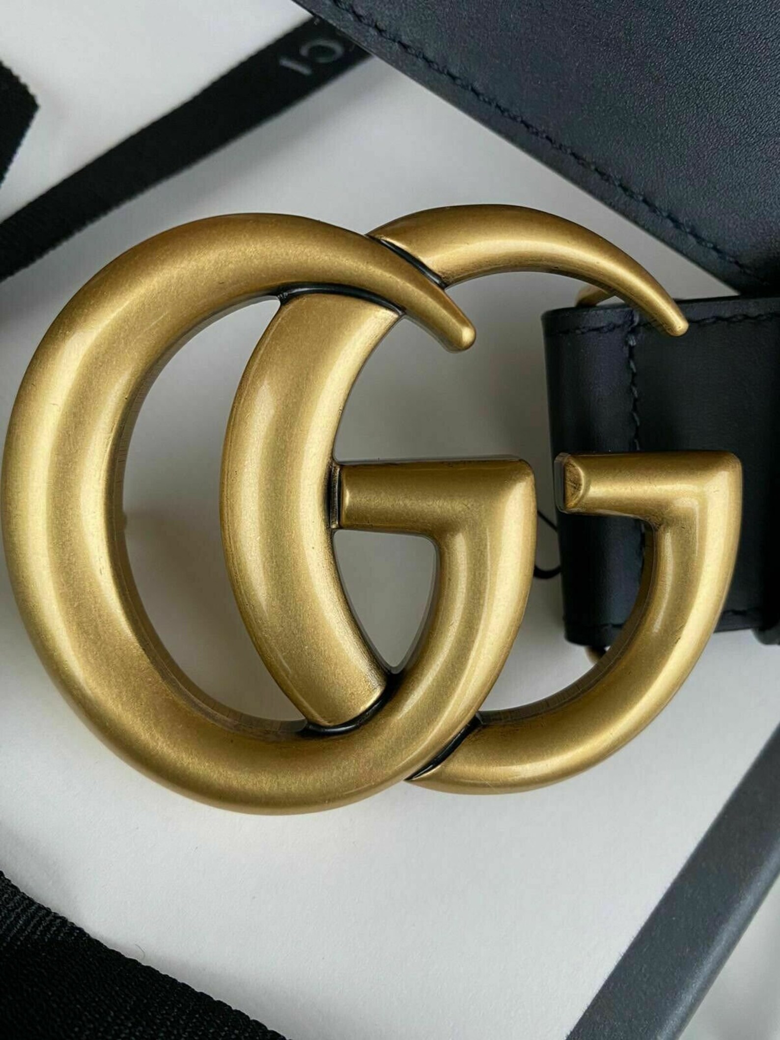 New Genuine GG Luxury Leather Belt Double G Buckle Size 100cm Etsy