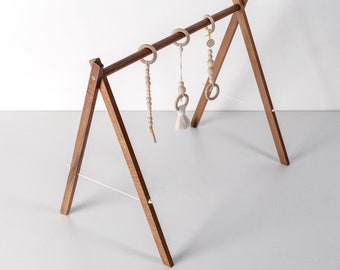 Wooden baby gym, Play gym for baby, Natural walnut
